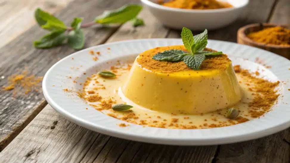 Panna cotta épicée au curcuma et lait d’amande